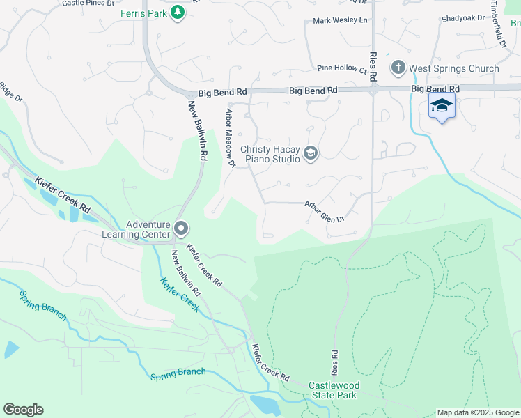 map of restaurants, bars, coffee shops, grocery stores, and more near 727 Arbor Haven Drive in Ballwin