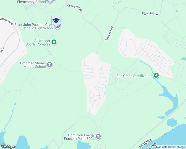 map of restaurants, bars, coffee shops, grocery stores, and more near 2093 River Heritage Boulevard in Dumfries