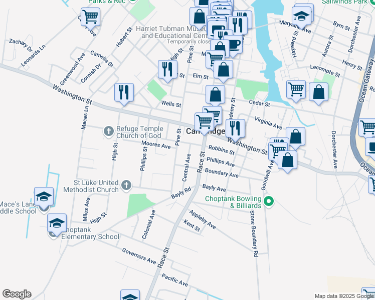 map of restaurants, bars, coffee shops, grocery stores, and more near 909 Central Avenue in Cambridge