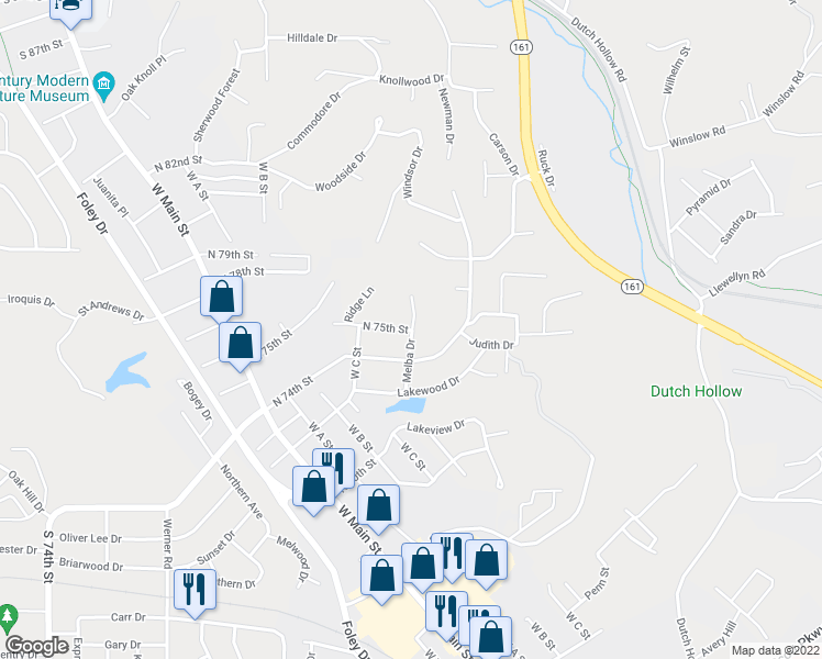 map of restaurants, bars, coffee shops, grocery stores, and more near 499 North 75th Street in Belleville