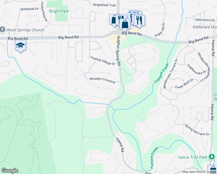 map of restaurants, bars, coffee shops, grocery stores, and more near 1572 Greenfield Crossing Court in Ballwin