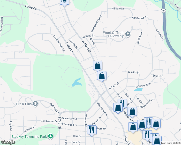 map of restaurants, bars, coffee shops, grocery stores, and more near 7622 Foley Drive in Belleville