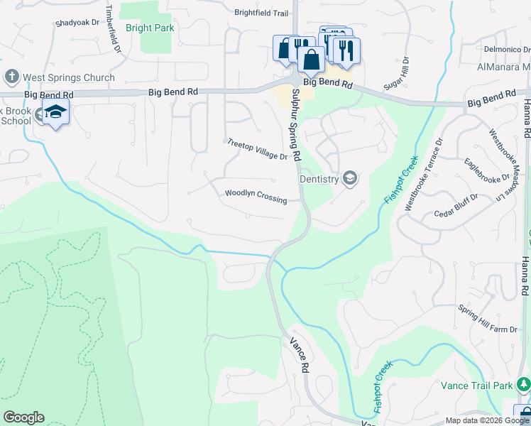 map of restaurants, bars, coffee shops, grocery stores, and more near 1572 Greenfield Crossing Court in Ballwin