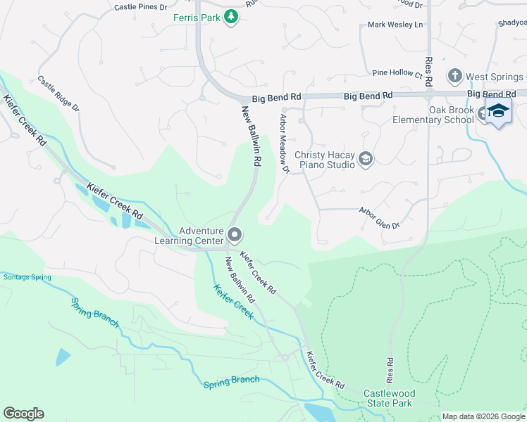 map of restaurants, bars, coffee shops, grocery stores, and more near 733 Arbor Ridge Court in Ballwin