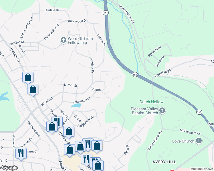 map of restaurants, bars, coffee shops, grocery stores, and more near 101 Fox Creek Road in Belleville