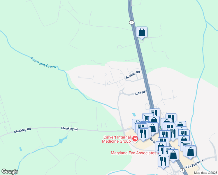 map of restaurants, bars, coffee shops, grocery stores, and more near 210 Buckler Road in Huntingtown