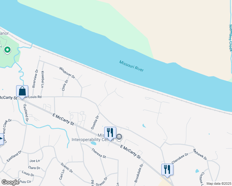 map of restaurants, bars, coffee shops, grocery stores, and more near 2301-2315 Chase Woods Court in Jefferson City