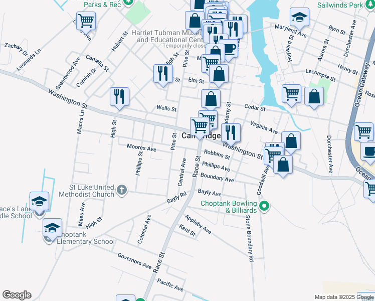 map of restaurants, bars, coffee shops, grocery stores, and more near 506 Robbins Street in Cambridge