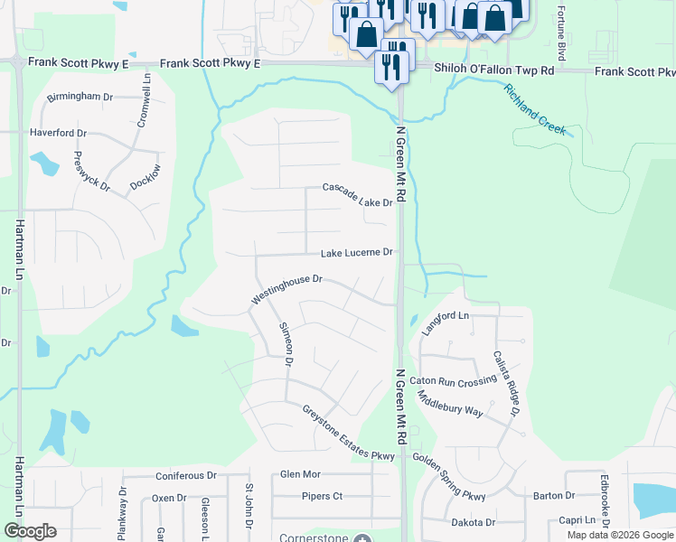 map of restaurants, bars, coffee shops, grocery stores, and more near 2720 Lake Lucerne Drive in Belleville