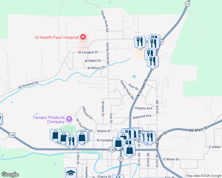 map of restaurants, bars, coffee shops, grocery stores, and more near 257 West Faculty Drive in Paoli