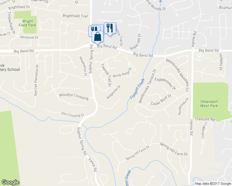 map of restaurants, bars, coffee shops, grocery stores, and more near 708 Ridgeside Drive in Ballwin