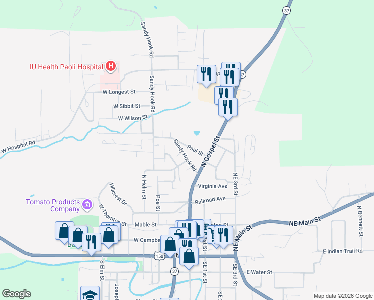 map of restaurants, bars, coffee shops, grocery stores, and more near 209 Paul Street in Paoli