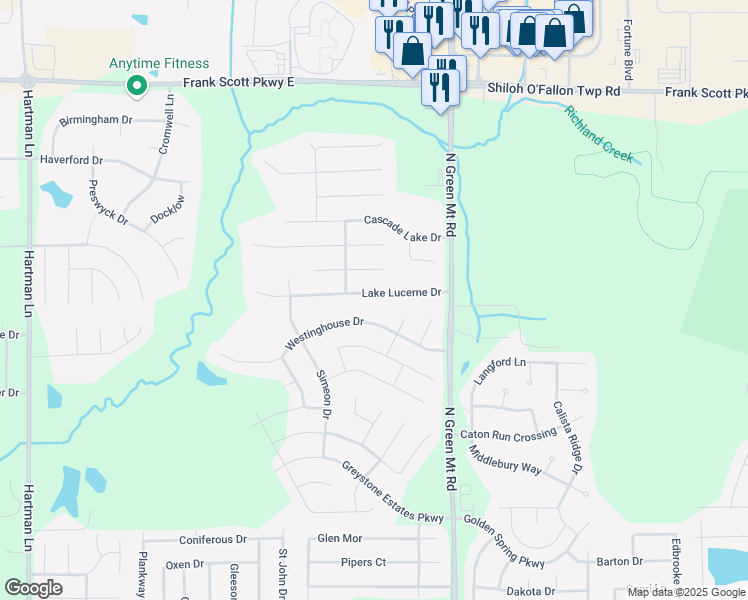 map of restaurants, bars, coffee shops, grocery stores, and more near 2720 Lake Lucerne Drive in Belleville