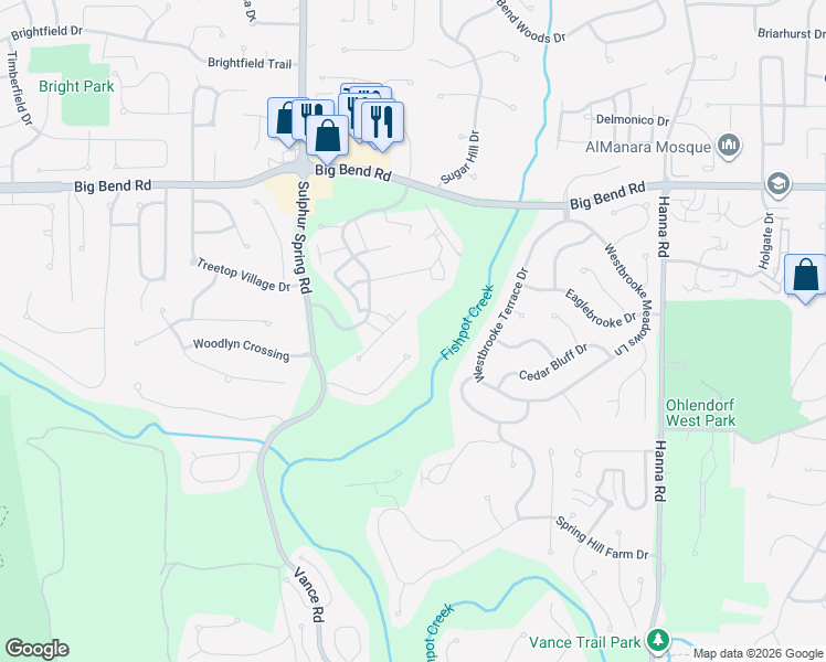 map of restaurants, bars, coffee shops, grocery stores, and more near 725 Ridgeside Drive in Ballwin