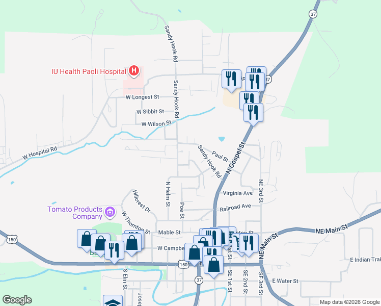 map of restaurants, bars, coffee shops, grocery stores, and more near 257 West Faculty Drive in Paoli