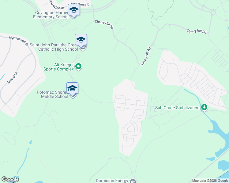 map of restaurants, bars, coffee shops, grocery stores, and more near 17878 Sugarberry Road in Dumfries