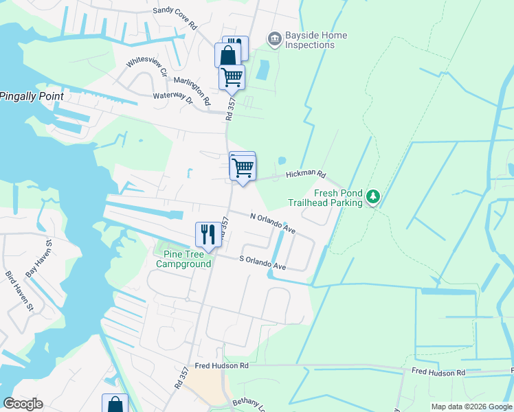 map of restaurants, bars, coffee shops, grocery stores, and more near 602 David Street in Ocean View