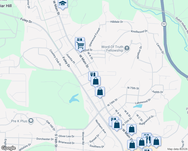 map of restaurants, bars, coffee shops, grocery stores, and more near in Belleville