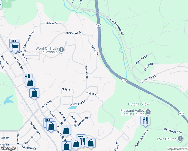 map of restaurants, bars, coffee shops, grocery stores, and more near 26 Nottingham Lane in Belleville