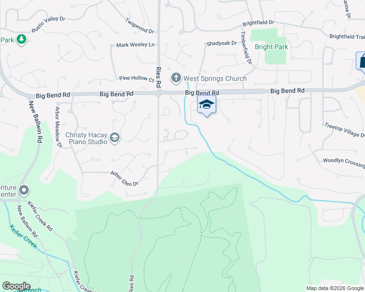 map of restaurants, bars, coffee shops, grocery stores, and more near 226 Arbor Crest Drive in Ballwin