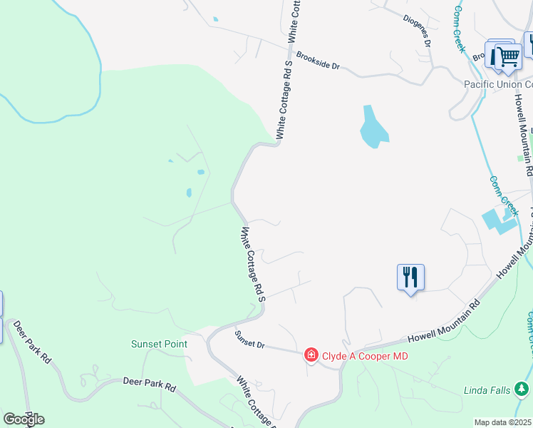 map of restaurants, bars, coffee shops, grocery stores, and more near 281 Luring Pines Drive in Angwin