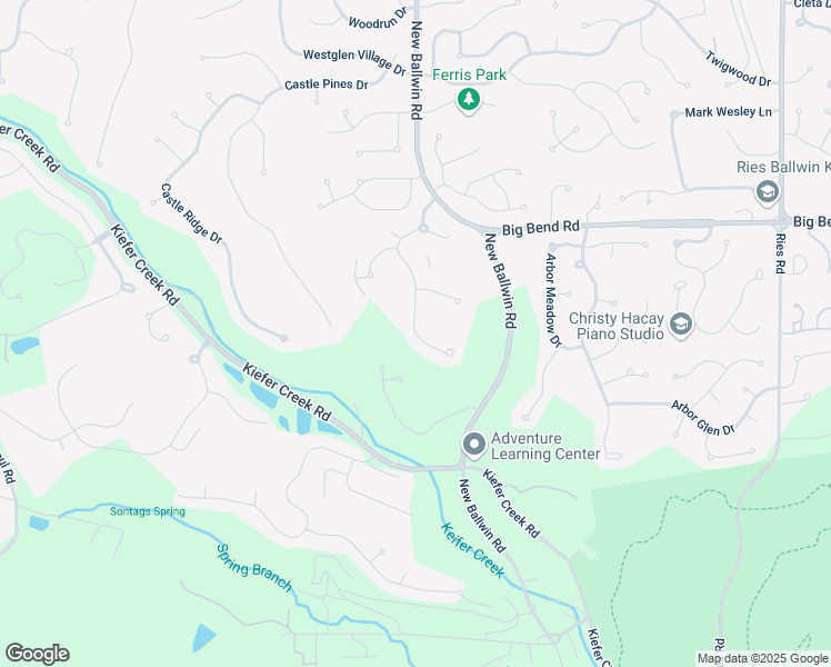 map of restaurants, bars, coffee shops, grocery stores, and more near 836 Woodside Trail Drive in Ballwin