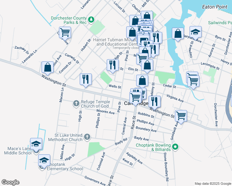 map of restaurants, bars, coffee shops, grocery stores, and more near 636 Douglas Street in Cambridge
