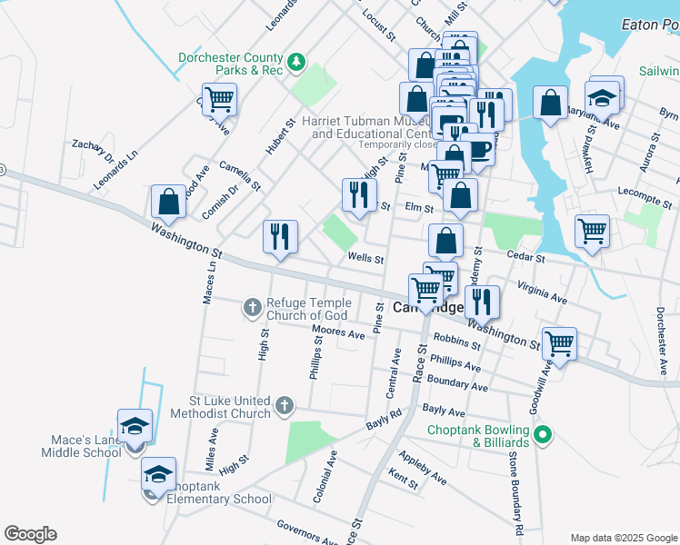 map of restaurants, bars, coffee shops, grocery stores, and more near 632 Douglas Street in Cambridge