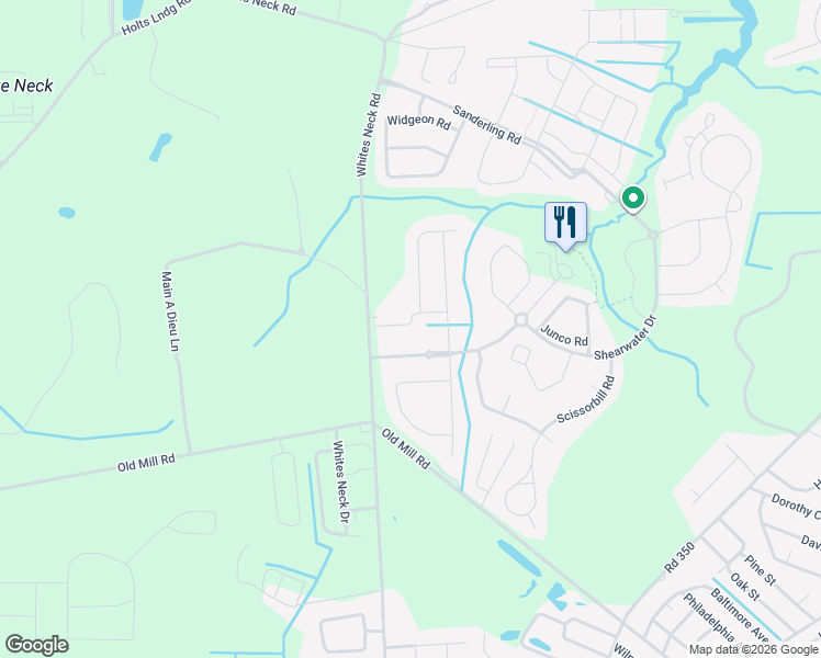 map of restaurants, bars, coffee shops, grocery stores, and more near 36075 Indigo Bunting Court in Ocean View