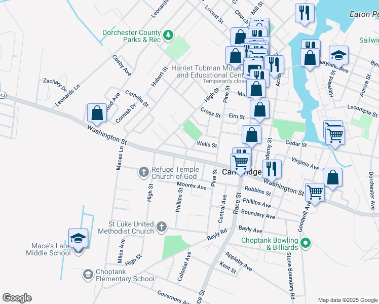 map of restaurants, bars, coffee shops, grocery stores, and more near 636 Douglas Street in Cambridge