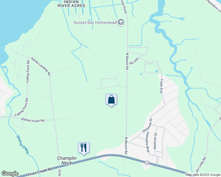 map of restaurants, bars, coffee shops, grocery stores, and more near 209 Sunrise Drive in Dagsboro