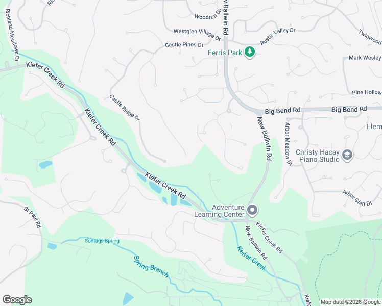 map of restaurants, bars, coffee shops, grocery stores, and more near 942 Castle Pines Drive in Ballwin