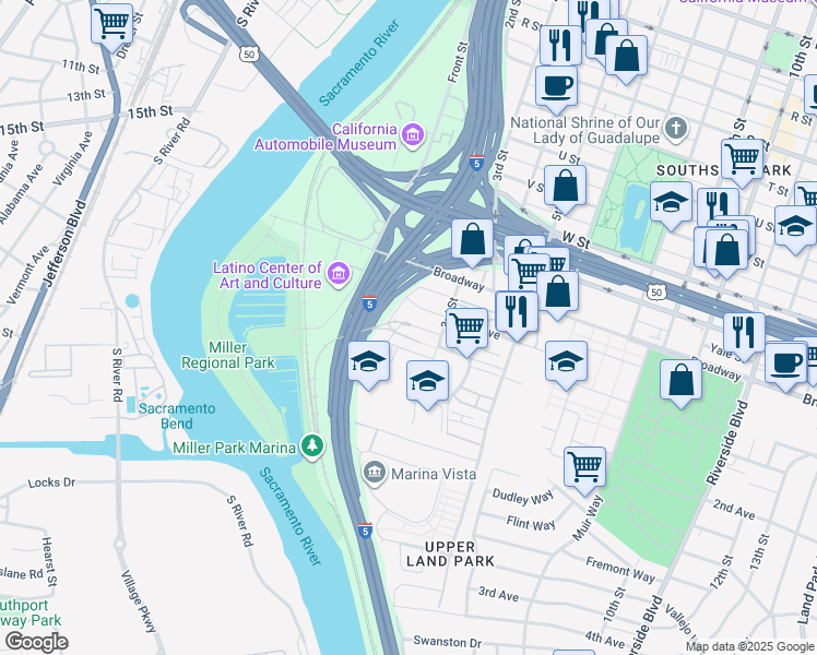 map of restaurants, bars, coffee shops, grocery stores, and more near 133 Log Pond Lane in Sacramento