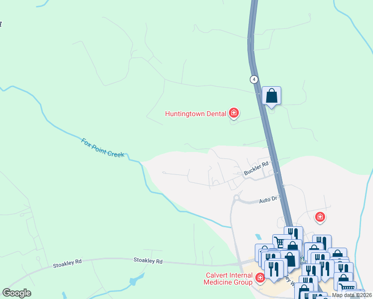 map of restaurants, bars, coffee shops, grocery stores, and more near 1610 Avery Road in Huntingtown