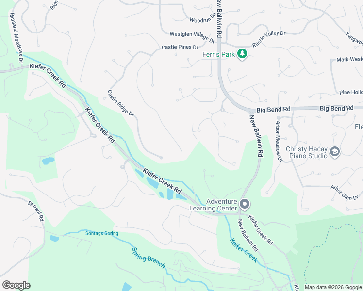 map of restaurants, bars, coffee shops, grocery stores, and more near 942 Castle Pines Drive in Ballwin