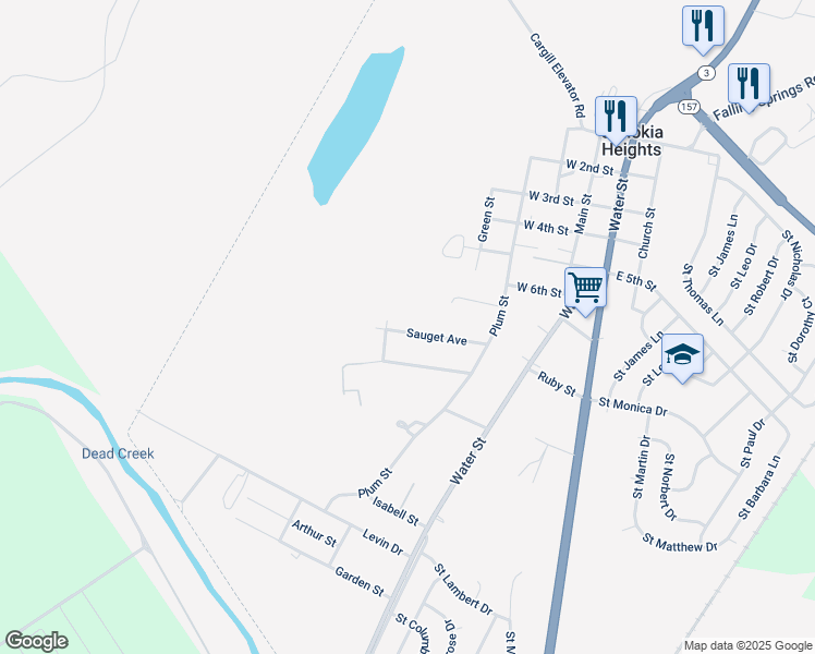 map of restaurants, bars, coffee shops, grocery stores, and more near 323 Sauget Avenue in Cahokia