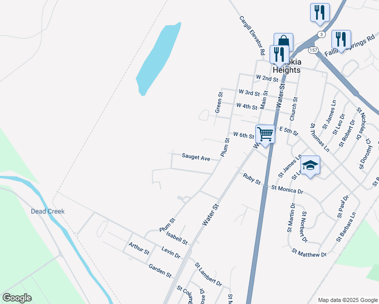 map of restaurants, bars, coffee shops, grocery stores, and more near 323 Sauget Avenue in Cahokia