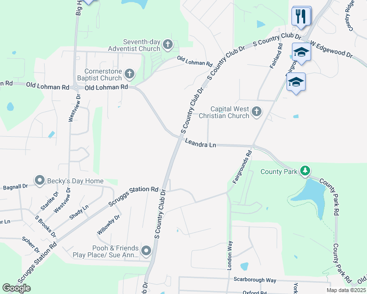 map of restaurants, bars, coffee shops, grocery stores, and more near 1405 South Country Club Drive in Jefferson City