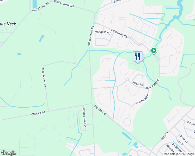 map of restaurants, bars, coffee shops, grocery stores, and more near 36075 Indigo Bunting Court in Ocean View
