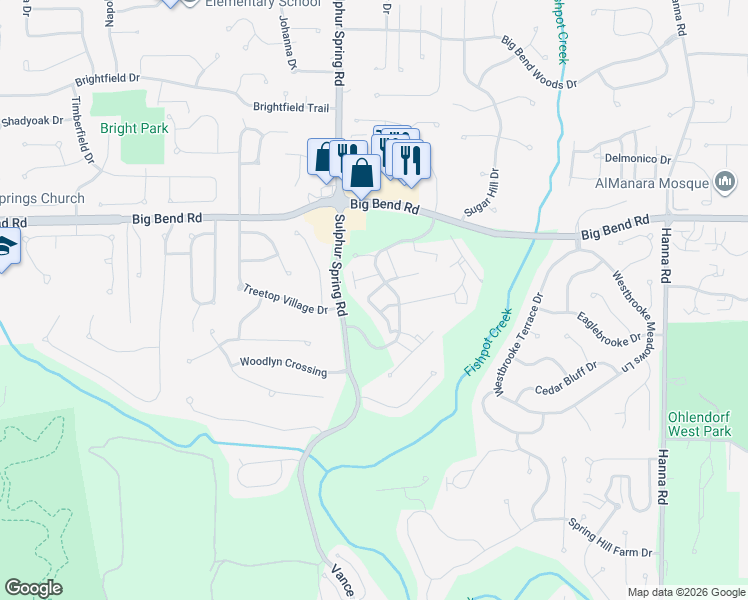 map of restaurants, bars, coffee shops, grocery stores, and more near 630 Sandy Summit Drive in Ballwin
