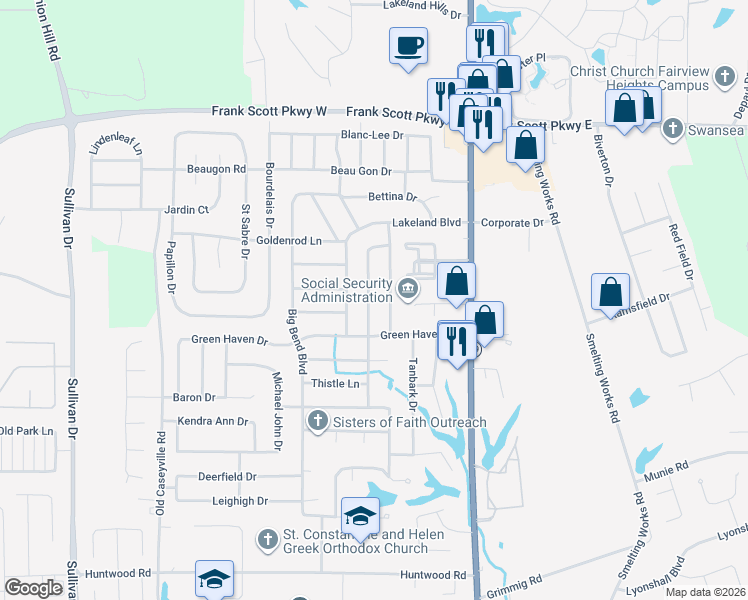 map of restaurants, bars, coffee shops, grocery stores, and more near 236 Mimosa Avenue in Swansea