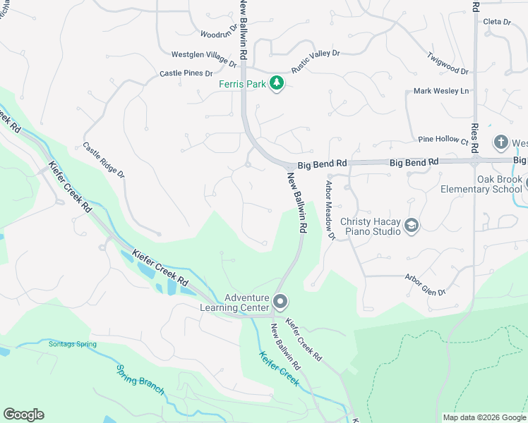 map of restaurants, bars, coffee shops, grocery stores, and more near 609 Pine Ridge Trails Court in Ballwin
