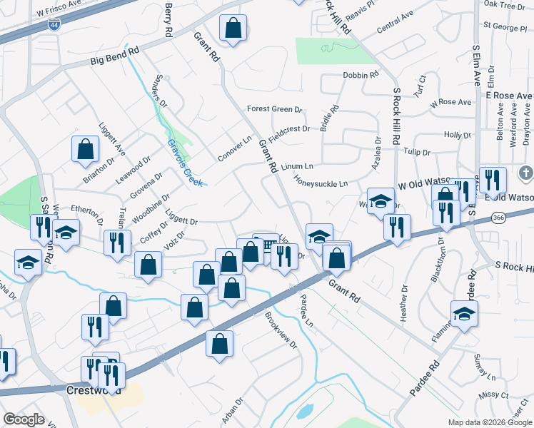 map of restaurants, bars, coffee shops, grocery stores, and more near 1540 Fournier Drive in St. Louis