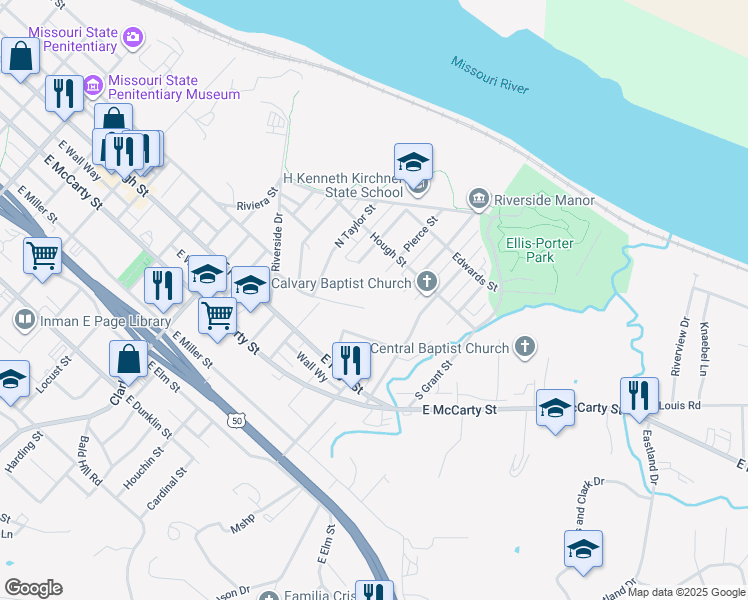 map of restaurants, bars, coffee shops, grocery stores, and more near 1404 Karen Dr in Jefferson City