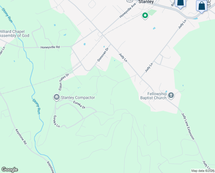 map of restaurants, bars, coffee shops, grocery stores, and more near 204 Little Roundhead Drive in Stanley