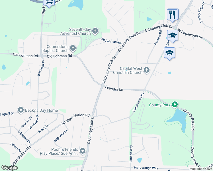 map of restaurants, bars, coffee shops, grocery stores, and more near 1405 South Country Club Drive in Jefferson City