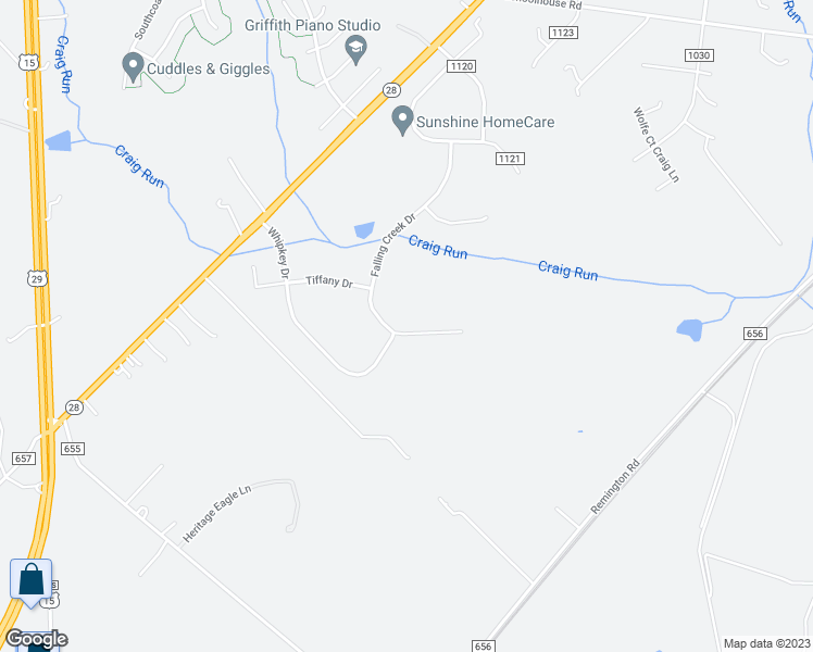 map of restaurants, bars, coffee shops, grocery stores, and more near 11361 Falling Creek Drive in Bealeton