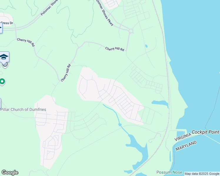 map of restaurants, bars, coffee shops, grocery stores, and more near 1802 River Heritage Boulevard in Dumfries