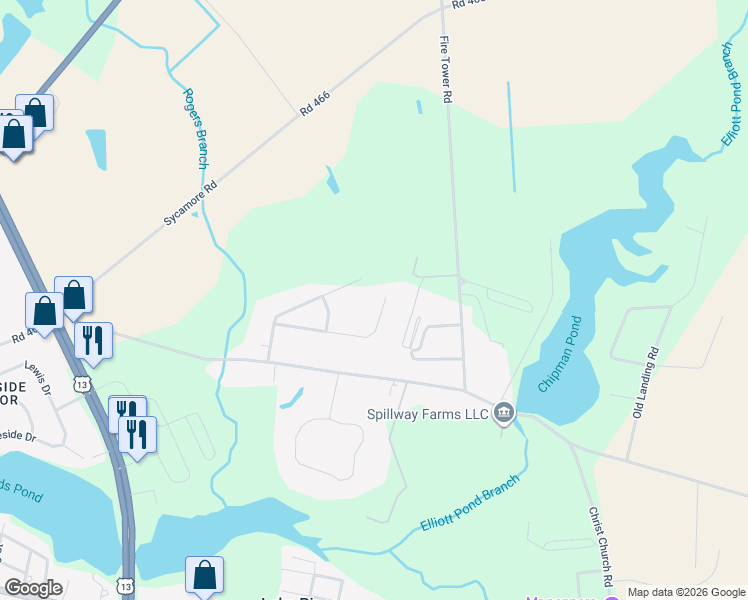 map of restaurants, bars, coffee shops, grocery stores, and more near 30957 Manchester Lane in Laurel