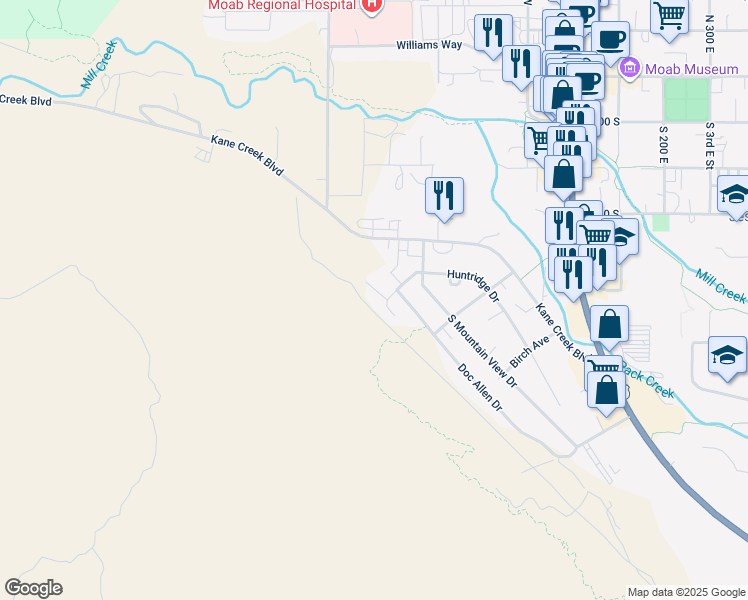 map of restaurants, bars, coffee shops, grocery stores, and more near 435 McKay Place in Moab